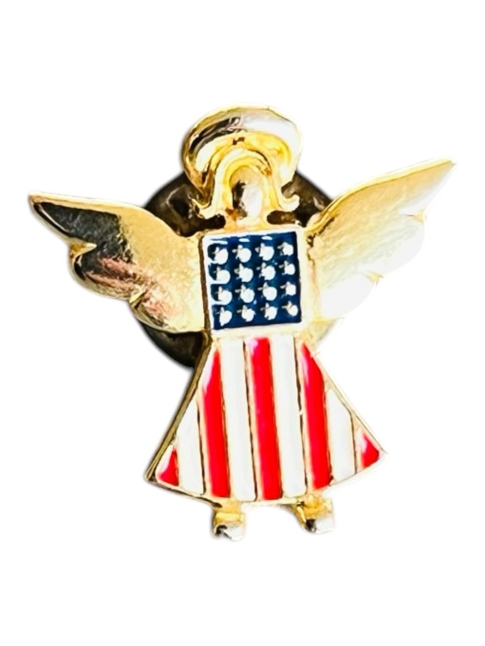 Vintage Americana Tack Pin Duo – Heart & Angel – Red, White & Blue - Picture 4 of 5
